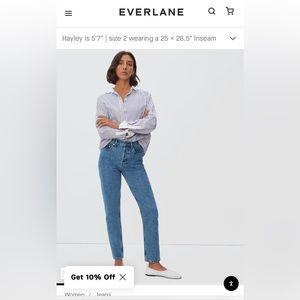 NWT everlane the 90’s Cheeky Straight Jean in Medium Blue
